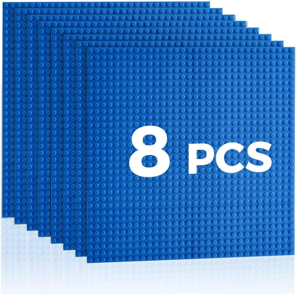 Classic Baseplates Building Plates 8 Pack, 10" x 10" Blue Building Boards, 100% Compatible with All Major Brands