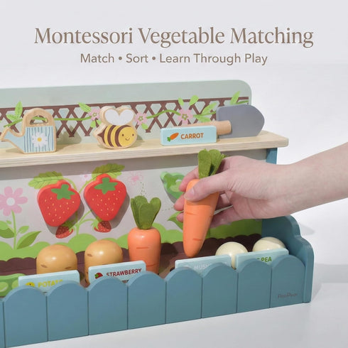 Set 3+, PairPear Montessori Wooden Vegetable Matching Toy Play Food Garden for Toddlers Preschool Learning Sorting