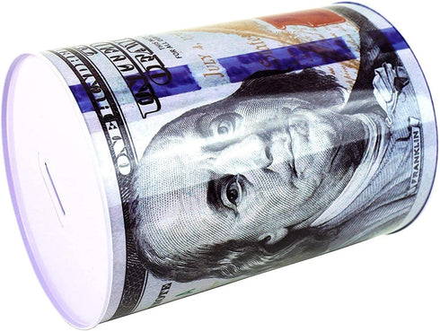 $100 Dollar Bill Piggy Bank - 5 7/8" Tall Coin Saving Money Currency Jar (1 Pack, 5 7/8" X 4")