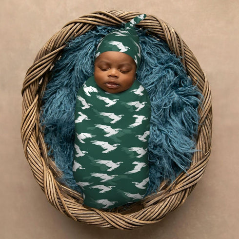 Sets Eagle On Green Background Newborn Swaddle Blankets Hat Soft Baby Receiving Blanket Swaddle Sack for Baby Shower