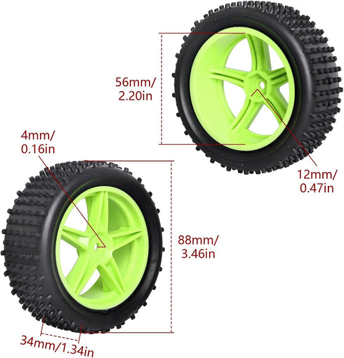 1/10 PreGlued 12mm Hex 2.2'' RC Buggy Wheels and Tires for Traxxas Redcat Shockwave Wltoys 144001 Losi HSP 94107 94170 RC Off-Road Cars