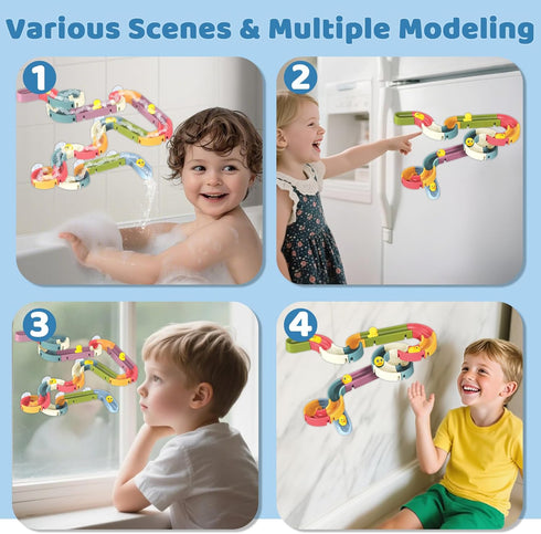Vaofrean 48PCS 3-5,DIY 2 3 4 5 6 7 8Years Toddler Bath Toys for Kids Ages Duck Slippery Slide Track Baby Bath Tub Toys