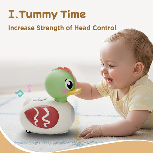 Tummy 6-12 7 8 9 10 1 iPlay, iLearn Baby Musical Duck Toy, Infant Time Crawling Toy, Toddler Music Duck W/Light Sound