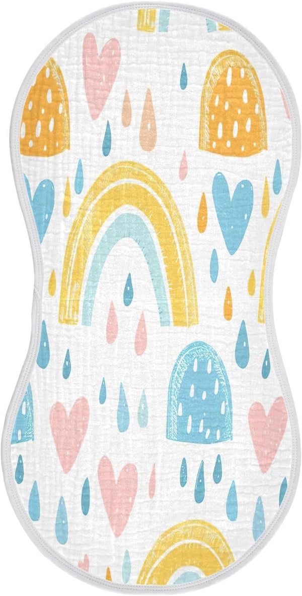 YETTASBIN Cartoon Rainbow Muslin Baby Burp Cloth, Super Soft Absorbent Cotton Burp Rag