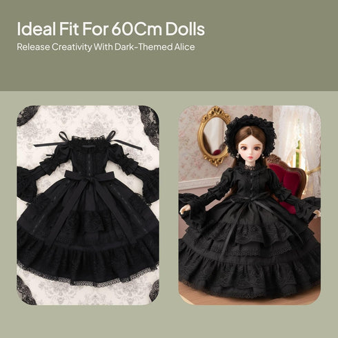 Fenteer Elegant Black Princess Lolita Dress for BJD SD Dolls