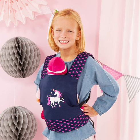 Bayer Deluxe Doll Carrier, Blue with Unicorn Design
