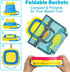 2 Set Collapsible Beach Sand Toys for Kids - Travel Beach Toys with Collapsible Beach Buckets, Mesh Bags, Sand Castle