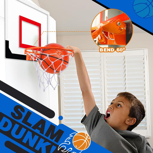 TOY Life Indoor Basketball Hoop for Kids, Over The Door Mini Hoop with 4 Balls, Basketball Toy for Teens and Adults