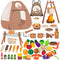 80PCS Kids Camping Toys Set - Play Tent Campfire Toys, Toy BBQ Grill Set, Pretend Cutting Play Food for Kids