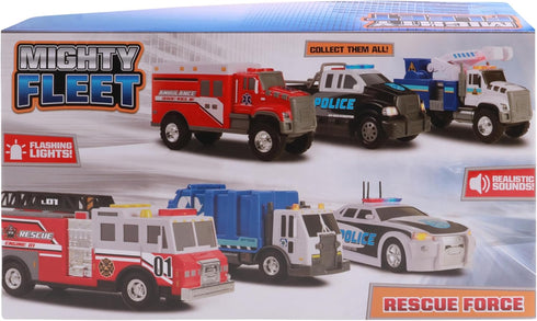 12" 3+ Mighty Fleet Rescue Force Tough Cab Cherry Picker Toy Truck - Realistic Lights & Sounds, Movable Cherry Picker