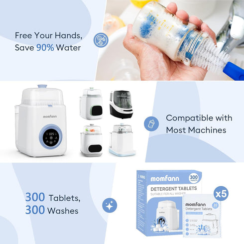 300 MOMFANN Professional Deep Cleaning Detergent Tablets for All Baby Bottle Washers, Washer Tablets for Bottle Washer