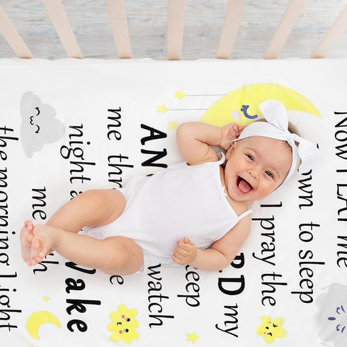 Peryiter Plush Baby Blanket for Baptism Gift, Dotted Backing, Scripture Quote Blanket for Newborn Boy Girl, 30" x 40"