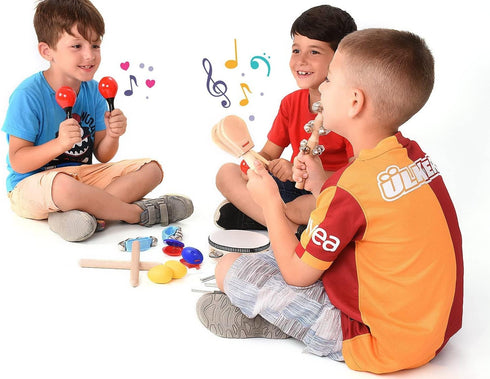 Set 21 Toddler Educational & Musical Percussion for Kids & Children Instruments Pcs with Tambourine, Maracas, Castanets