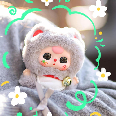 Meokro 1PC Baby Three Billionaire Lucky Cat Series Box Toys, Cat Theme Mystery Box Plush Doll Stuffed Toys Bag Pendant