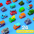 MGparty 24 Pack Prefilled Easter Eggs with Car Toys for Kids Toddlers Bulk Plastic Eggs Pull Back City Truck Vehicles