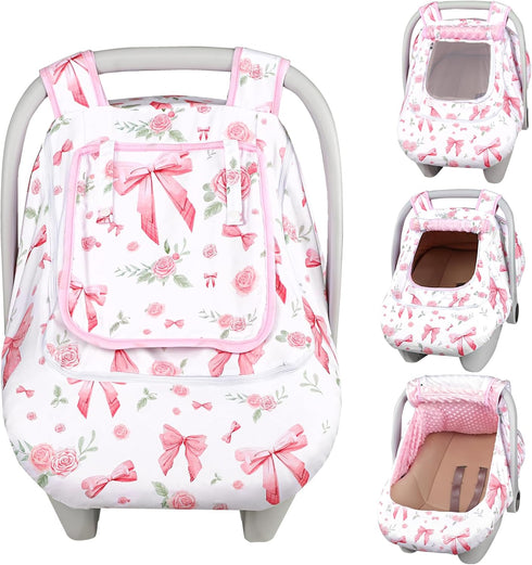 Car Seat Cover Baby Girls Winter, Dual Zipper Infant Carseat Covers with