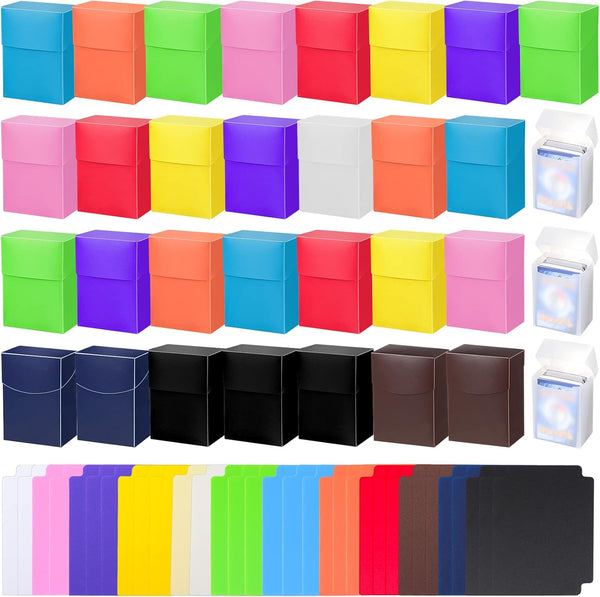 32 Pack Deck Card Storage Boxes, Large Capacity with 64 Dividers, Fits 80+ Cards for Trading Cards, Sports & Games