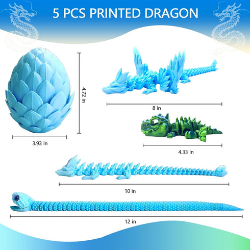 TJYZGXQ 5pcs12" 3D 5-7 4-6 8-12 Printed Dinosaur Eggs,Dragon Egg,Crystal Dragon Toys,Snake Eggs, T RexAnimals,Fidget