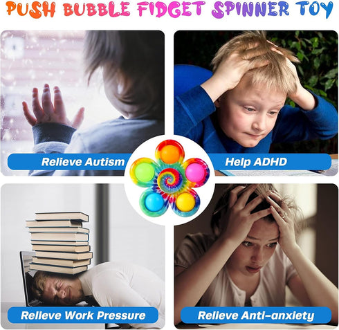 4 Pack Fidget Spinners for Kids and Adults, Easter Basket Stuffers, Fidget Toys for Anxiety Stress Relief, Birthday