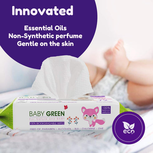 Pack (6 Packs 72) 432 99% Biodegradable Baby Wipes Natural Perfume of Pure Water Plastic Free Moist Newborn Diaper