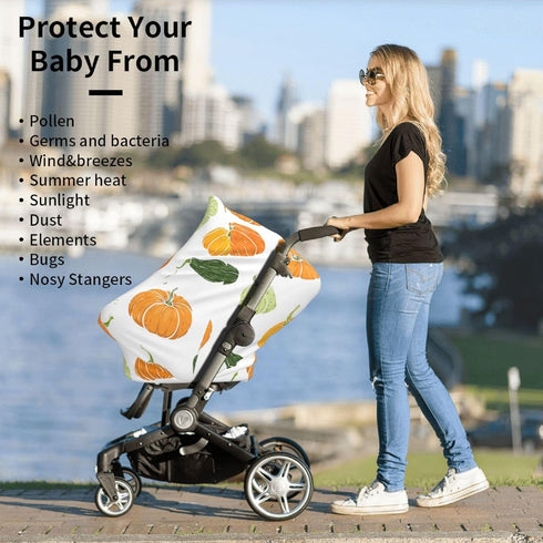 Schgap Halloween Pumpkin Baby Car Seat Covers Canopy, Soft Stroller Cover Nursing Cover Breastfeeding Baby Carrier