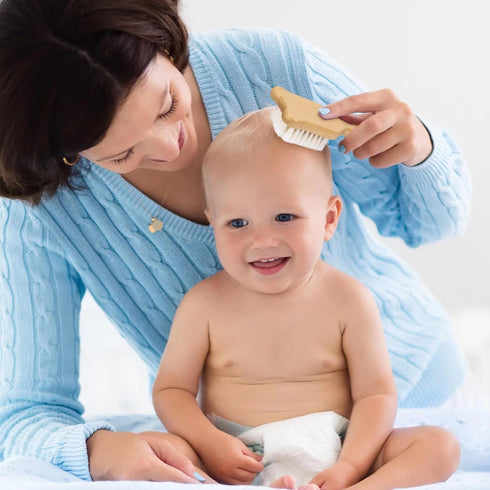 Set Baby Hair Brush and Comb for Newborns & Toddlers - Wooden Handle and Natural Soft Goat Bristles,Gentle Cradle Cap
