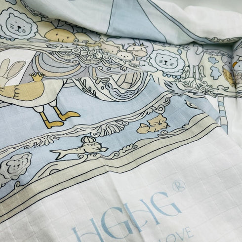 HGHG New Carousel Swaddles, Soft Baby Muslin Swaddle Blanket, Carousel Blue