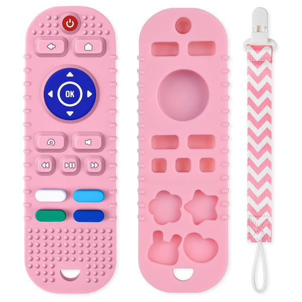 Aolso Silicone Baby Teething Toys, Remote Control Shape Teethers Toys with Teething Tubes