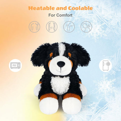 SuzziPals Heatable & Coolable Bernese Mountain Dog Stuffed Animal, Heating Pad Microwavable for Soothing & Relaxation