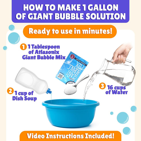 Giant Bubble Wand Bubbles for Kids Big Bubble Wand Huge Rope 1 Pack with Bubble Solution Powder