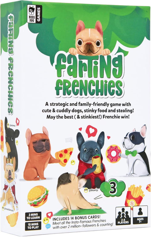 Farting Frenchies - Fast-Paced Card Game for Kids & Adults, 2-4 Players, Ages 7+, 20 Min Playtime, Simple Setup