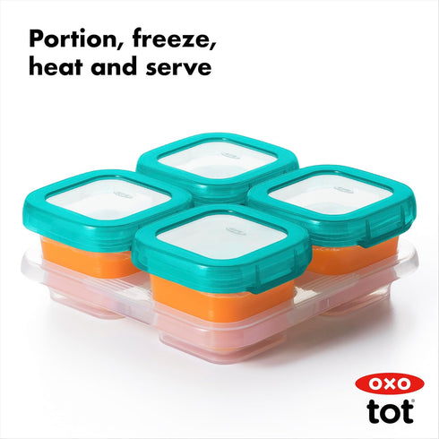 OXO Tot Baby Blocks Freezer Storage Containers, Teal, 4 Oz