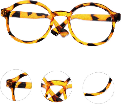 Toyvian 2pcs Clear Glasses for Kids DIY Doll Supplies, Round Retro Decorative Glasses