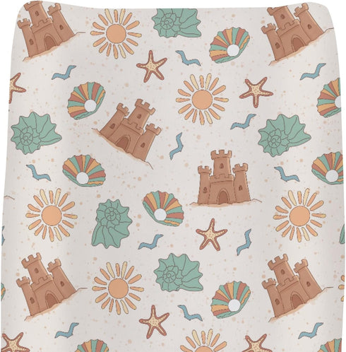Boho Beach Summer Changing Pad Covers for Baby Girls Boys Retro Seaside
