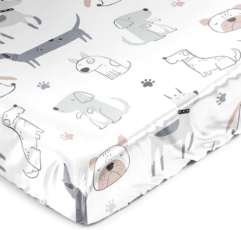 Sweet Jojo Designs Dog Boy Girl Unisex/Gender Neutral Baby Satin Fitted Crib
