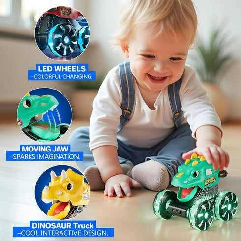 2-4: 3 Pack 1-3,Light-Up 1 3-5,5-7,Boys Dinosaur Monster Trucks for Toddlers Toy Cars for Toddler Age Truck,Moving
