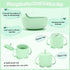 BXLL 10 Set Pcs Green Silicone Baby Feeding - Baby Led Weaning Supplies with Suction Bowl, Divided Plate, Bibs, Fruit