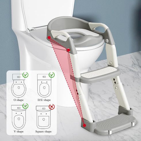 DEEKI 3 1 in Potty Training Seat with Step Stool Ladder Foldable Anti-slip Toilet Chair Potty Seat for Toddlers Kids