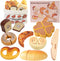 Wooden Play Food Toys for Toddler,Kids Baking Cutting Game Set,Children Kitchen Bakery