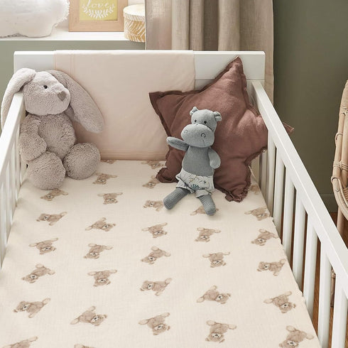 100% 52x28 Inches 28x52 Inches Organic Cotton Muslin Crib Sheets Fitted Crib Mattress Sheet for Baby Girls & Boys, Soft