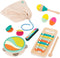 B. toys Make a Melody 9 Pieces Wooden Musical Instruments Xylophone, Tambourine,