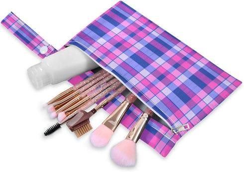Haskirky 2 Blue Purple Bold Plaid Pcs Cloth Diaper Wet Dry Bags,Waterproof and Washable Bag for Travel Reusable Wet Bag
