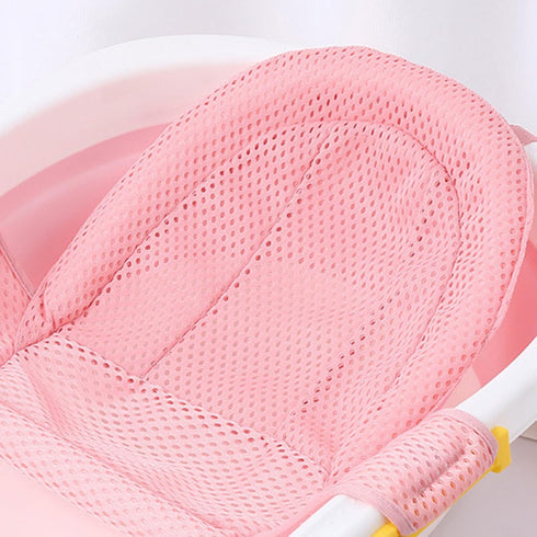 Naroote 3D Baby Bath Seat Support Nonslip Adjustable Bath Seat for Newborns with Breathable Fabric (Pink)