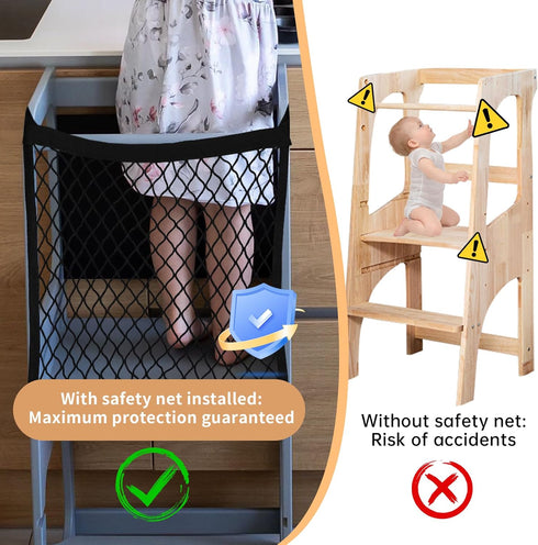 Lontcs Toddler Safety Net,Toddler Safety Net for Enhanced Safety and Convenience,Double-Layer Design with Storage