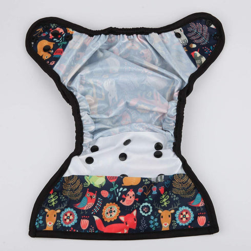 Baby Diaper Cover Nappy, One Size Fits 8lbs to 36lbs (Fox Rabbit Owl Design)
