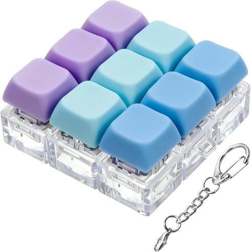 XiawaLangzhuo Keyboard Fidget Toy, Keyboard Fidget Keychain 9-in-1 Keyboard Decompression Button Finger Clicker