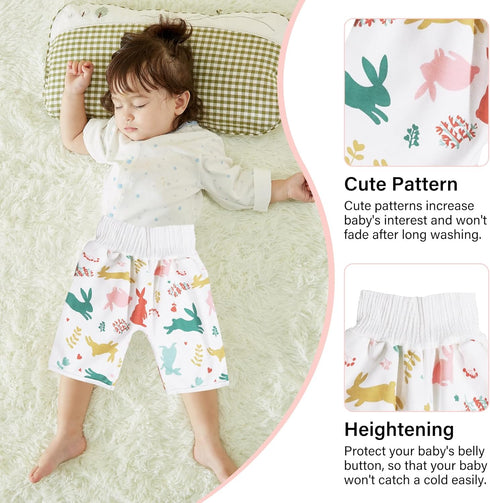 WELOMELO 2 Packs Waterproof Diaper Pants for Baby Kids, Absorbent Toddler Potty Training Pants Boys Girls Use Day Night
