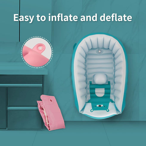 Swimming Swimbobo Inflatable Baby Bath Tub Portable Foldable Travel Mini Pool Helps Infants to Toddler Tub (Blue)