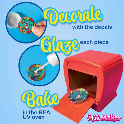 Set 30 Mini Maker Party Creations Paint Your Own with UV Oven DIY Ceramic-Like Craft Kit for Girls & Boys Decorate