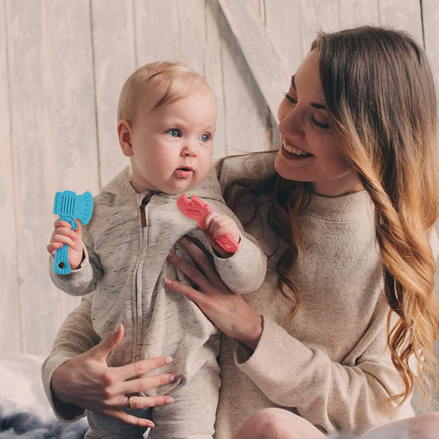 TYRY.HU Baby Teething Toys for 0-6 & 6-12 Months, BPA-Free Silicone Molar Chew Toys, 4 Packs (Hammer Wrench Design)